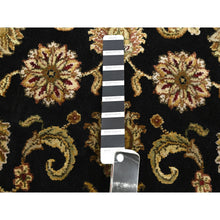 Load image into Gallery viewer, 2&#39;6&quot;x8&#39; Onyx Black, Rajasthan with All Over Leaf Design, Hand Knotted, Wool and Silk, Soft Pile, Thick and Plush, Runner, Oriental Rug FWR453714