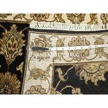 Load image into Gallery viewer, 2&#39;6&quot;x8&#39; Onyx Black, Rajasthan with All Over Leaf Design, Hand Knotted, Wool and Silk, Soft Pile, Thick and Plush, Runner, Oriental Rug FWR453714