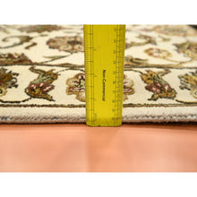 Load image into Gallery viewer, 2&#39;7&quot;x8&#39;3&quot; Photon White, Rajasthan With All Over Leaf Design, Hand Knotted, Wool And Silk, Thick And Plush, Densely Woven, Runner, Oriental Rug FWR453720