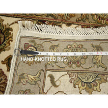 Load image into Gallery viewer, 2&#39;6&quot;x8&#39; Chiffon White, Rajasthan with All Over Leaf Design, Hand Knotted, Wool and Silk, Soft Pile, Thick and Plush, Runner, Oriental Rug FWR453726