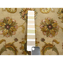 Load image into Gallery viewer, 2&#39;6&quot;x8&#39;3&quot; Ecru Brown, Rajasthan with All Over Leaf Design, Hand Knotted, Wool and Silk, Densely Woven, Thick and Plush, Runner, Oriental Rug FWR453732