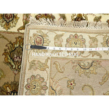 Load image into Gallery viewer, 2&#39;6&quot;x8&#39;3&quot; Ecru Brown, Rajasthan with All Over Leaf Design, Hand Knotted, Wool and Silk, Densely Woven, Thick and Plush, Runner, Oriental Rug FWR453732