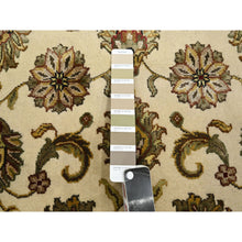 Load image into Gallery viewer, 2&#39;7&quot;x8&#39;3&quot; Linen White, Rajasthan with All Over Leaf Design, Hand Knotted, Thick and Plush, Soft Pile, Wool and Silk, Runner, Oriental Rug FWR453738