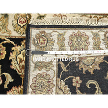 Load image into Gallery viewer, 2&#39;6&quot;x8&#39; Ink Black, Hand Knotted, Rajasthan with All Over Leaf Design, Wool and Silk, Densely Woven, Thick and Plush, Runner, Oriental Rug FWR453744