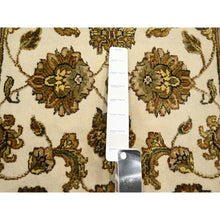 Load image into Gallery viewer, 2&#39;6&quot;x6&#39;2&quot; Bone White, Rajasthan with All Over Leaf Design, Hand Knotted, Wool and Silk, Soft Pile, Thick and Plush, Runner, Oriental Rug FWR453756