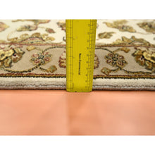 Load image into Gallery viewer, 2&#39;6&quot;x6&#39;2&quot; Bone White, Rajasthan with All Over Leaf Design, Hand Knotted, Wool and Silk, Soft Pile, Thick and Plush, Runner, Oriental Rug FWR453756