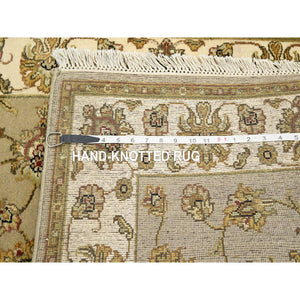 3'x5'3" Khaki Brown, Rajasthan With All Over Leaf Design, Hand Knotted, Densely Woven, Wool And Silk, Thick And Plush, Oriental Rug FWR453762