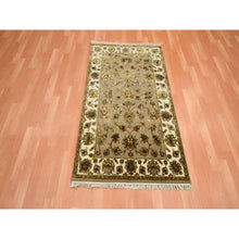 Load image into Gallery viewer, 3&#39;x5&#39; Ecru Brown, Rajasthan With All Over Leaf Design, Hand Knotted, Soft Pile, Wool And Silk, Thick And Plush, Oriental Rug FWR453768