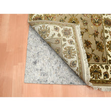 Load image into Gallery viewer, 3&#39;x5&#39; Ecru Brown, Rajasthan With All Over Leaf Design, Hand Knotted, Soft Pile, Wool And Silk, Thick And Plush, Oriental Rug FWR453768