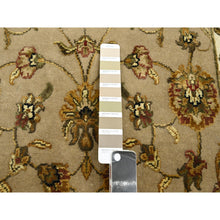 Load image into Gallery viewer, 3&#39;x5&#39; Ecru Brown, Rajasthan With All Over Leaf Design, Hand Knotted, Soft Pile, Wool And Silk, Thick And Plush, Oriental Rug FWR453768