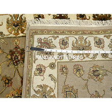 Load image into Gallery viewer, 3&#39;x5&#39; Ecru Brown, Rajasthan With All Over Leaf Design, Hand Knotted, Soft Pile, Wool And Silk, Thick And Plush, Oriental Rug FWR453768