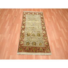 Load image into Gallery viewer, 3&#39;x5&#39;6&quot; Dark Vanilla Brown, Rajasthan with All Over Leaf Design, Hand Knotted, Wool and Silk, Soft Pile, Thick and Plush, Oriental Rug FWR453774