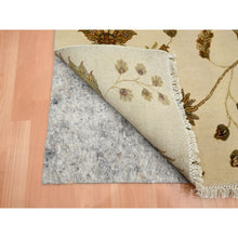 Load image into Gallery viewer, 4&#39;x6&#39; Parchment White, Botanical Design, Borderless, Half Wool And Half Silk, Densely Woven, Soft Pile, Hand Knotted, Oriental Rug FWR453786