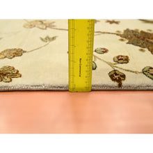 Load image into Gallery viewer, 4&#39;x6&#39; Parchment White, Botanical Design, Borderless, Half Wool And Half Silk, Densely Woven, Soft Pile, Hand Knotted, Oriental Rug FWR453786
