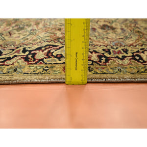 3'2"x19'4" Golden Yellow, Hand Knotted, Rajasthan with All Over Leaf Design, Densely Woven, 100% Wool, Thick and Plush, XL Runner, Oriental Rug FWR453792