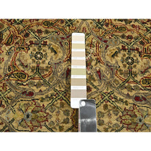 Load image into Gallery viewer, 3&#39;x19&#39;5&quot; Golden Yellow, Rajasthan with All Over Leaf Design, Hand Knotted, Densely Woven, 100% Wool, Thick and Plush, XL Runner, Oriental Rug FWR453798