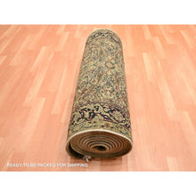 Load image into Gallery viewer, 3&#39;x19&#39;5&quot; Golden Yellow, Rajasthan with All Over Leaf Design, Hand Knotted, Densely Woven, 100% Wool, Thick and Plush, XL Runner, Oriental Rug FWR453798