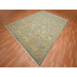 9'x12'1" Anchor Gray, Ziegler Mahal with Intricate Design, Shaved Low, 100% Wool, Hand Knotted, Vegetable Dyes, Oriental Rug FWR453816