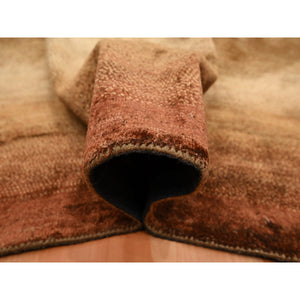 9'x12'1" Shades Of Brown, Rothko Inspired, Modern, Hand Knotted, Wool & Silk, Soft Pile, Oriental Rug FWR453828