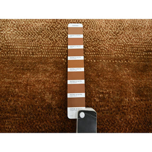 9'x12'1" Shades Of Brown, Rothko Inspired, Modern, Hand Knotted, Wool & Silk, Soft Pile, Oriental Rug FWR453828