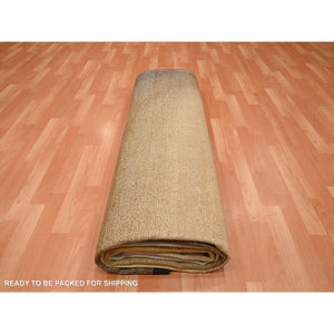 9'x12'1" Shades Of Brown, Rothko Inspired, Modern, Hand Knotted, Wool & Silk, Soft Pile, Oriental Rug FWR453828