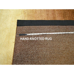 9'x12'1" Shades Of Brown, Rothko Inspired, Modern, Hand Knotted, Wool & Silk, Soft Pile, Oriental Rug FWR453828