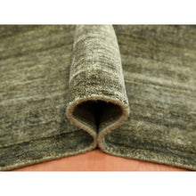 Load image into Gallery viewer, 9&#39;10&quot;x14&#39; Moss Green, Plain Design, Hand Knotted, Soft to the Touch, Pure Silk, Vibrant and Shiny, Oriental Rug FWR453834