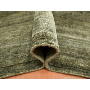 9'10"x14' Moss Green, Plain Design, Hand Knotted, Soft to the Touch, Pure Silk, Vibrant and Shiny, Oriental Rug FWR453834