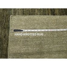 Load image into Gallery viewer, 9&#39;10&quot;x14&#39; Moss Green, Plain Design, Hand Knotted, Soft to the Touch, Pure Silk, Vibrant and Shiny, Oriental Rug FWR453834
