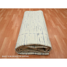 Load image into Gallery viewer, 8&#39;x9&#39;9&quot; Pristine White, Modern Design With Textured Weave, 100% Wool, Tone On Tone, Hand Knotted, Oriental Rug FWR453840