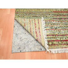 Load image into Gallery viewer, 6&#39;1&quot;x9&#39;1&quot; Shades Of Brown With Green, Abrash Design, Silk With Oxidized Wool, Hand Knotted, Oriental Rug FWR453864