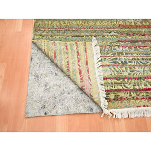 6'1"x9'1" Shades Of Brown With Green, Abrash Design, Silk With Oxidized Wool, Hand Knotted, Oriental Rug FWR453864