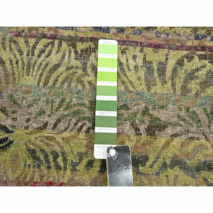 6'1"x9'1" Shades Of Brown With Green, Abrash Design, Silk With Oxidized Wool, Hand Knotted, Oriental Rug FWR453864