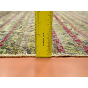 6'1"x9'1" Shades Of Brown With Green, Abrash Design, Silk With Oxidized Wool, Hand Knotted, Oriental Rug FWR453864