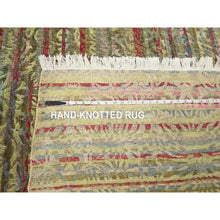 Load image into Gallery viewer, 6&#39;1&quot;x9&#39;1&quot; Shades Of Brown With Green, Abrash Design, Silk With Oxidized Wool, Hand Knotted, Oriental Rug FWR453864