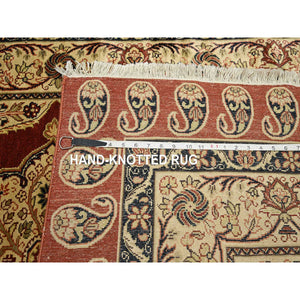4'x6' Yankees Blue, Antique Persian Senneh, All Over Paisley Repetitive Design, Hand Knotted, Pure Wool, Super Dense Weave, Slight Wear, Cleaned with Sides and Ends Secured, Oriental Rug FWR524874