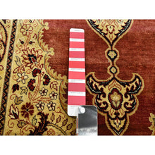 Load image into Gallery viewer, 4&#39;x6&#39; Scarlet Red, Pure Silk, Tabriz Haji Jalili Paisley Design, Soft Pile, Hand Knotted, Oriental Rug FWR453888