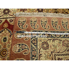 Load image into Gallery viewer, 4&#39;x6&#39; Scarlet Red, Pure Silk, Tabriz Haji Jalili Paisley Design, Soft Pile, Hand Knotted, Oriental Rug FWR453888