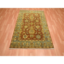 Load image into Gallery viewer, 4&#39;8&quot;x6&#39;4&quot; Rust Red, Lamani Collection with Large Flower Motifs, 100% Wool, 300 KPSI, Hand Knotted, Oriental Rug FWR453900