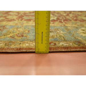 4'8"x6'4" Rust Red, Lamani Collection with Large Flower Motifs, 100% Wool, 300 KPSI, Hand Knotted, Oriental Rug FWR453900