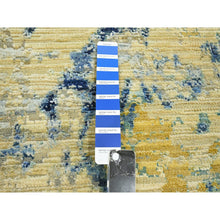 Load image into Gallery viewer, 3&#39;10&quot;x6&#39;3&quot; Khaki Brown with Touches of Navy, Silk with Oxidized Wool, Modern Design, Hand Knotted, Oriental Rug FWR453918
