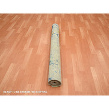 Load image into Gallery viewer, 3&#39;10&quot;x6&#39;3&quot; Khaki Brown with Touches of Navy, Silk with Oxidized Wool, Modern Design, Hand Knotted, Oriental Rug FWR453918