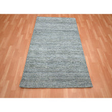 Load image into Gallery viewer, 3&#39;10&quot;x6&#39;1&quot; Spanish Gray, Plain Design, Hand Knotted, Soft to the Touch, Pure Silk, Oriental Rug FWR453924