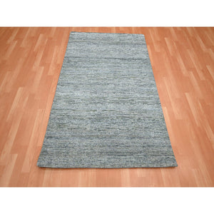 3'10"x6'1" Spanish Gray, Plain Design, Hand Knotted, Soft to the Touch, Pure Silk, Oriental Rug FWR453924