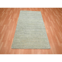 Load image into Gallery viewer, 4&#39;x6&#39;1&quot; Laurel Green, Hand Knotted, Plain Solid Design, Soft to the Touch, Pure Silk, Oriental Rug FWR453930