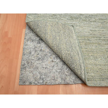 Load image into Gallery viewer, 4&#39;x6&#39;1&quot; Laurel Green, Hand Knotted, Plain Solid Design, Soft to the Touch, Pure Silk, Oriental Rug FWR453930