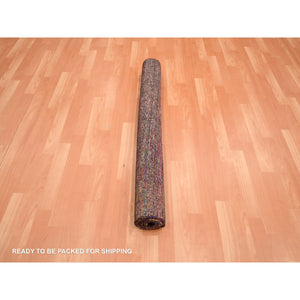 Wine Red, Plain Solid Design, Pure Sari Silk, Hand Knotted, Soft to the Touch, Oriental Rug FWR453936