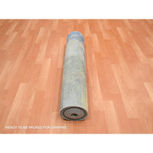 Load image into Gallery viewer, 3&#39;x12&#39; Gray with Pastel Color Shades, Modern Design, Pure Silk, Shaved Low, Hand Knotted, Runner, Oriental Rug FWR453942