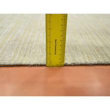 Load image into Gallery viewer, 2&#39;x3&#39; Linen White, Plain Line Design, Silk With Oxidized Wool, Hand Knotted, Textured Pile, Sample, Mat, Oriental Rug FWR453960