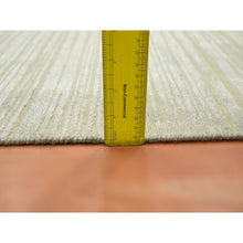 Load image into Gallery viewer, 2&#39;x3&#39; Photon White, Plain Line Design, Silk With Oxidized Wool, Hand Knotted, Textured Pile, Sample, Mat, Oriental Rug FWR453966